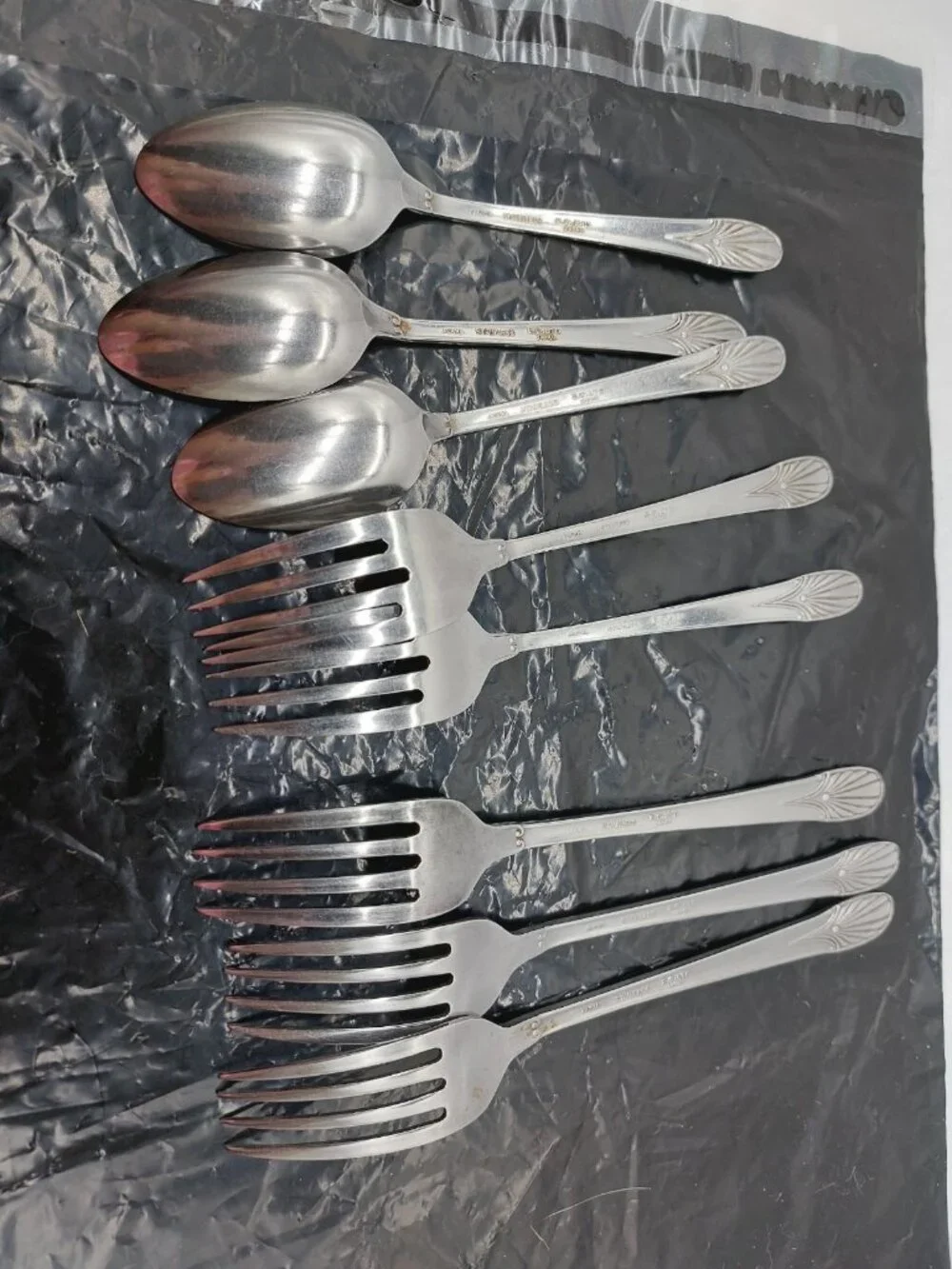 E C Ltd Aural Stainless Flatware 3 Dinner 2 Salad Forks 3 Soup Spoons Lot Of 8